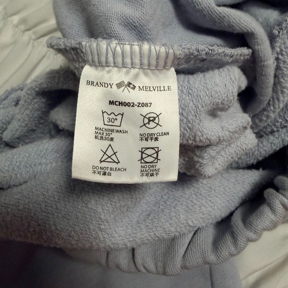 Brandy Melville Light Blue Jogger Sweatpants Women's Elastic Waist Fleece - Picture 6 of 7